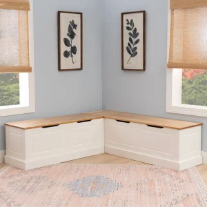 Josie L-shaped Backless Breakfast Nook Bench(Natural/white)