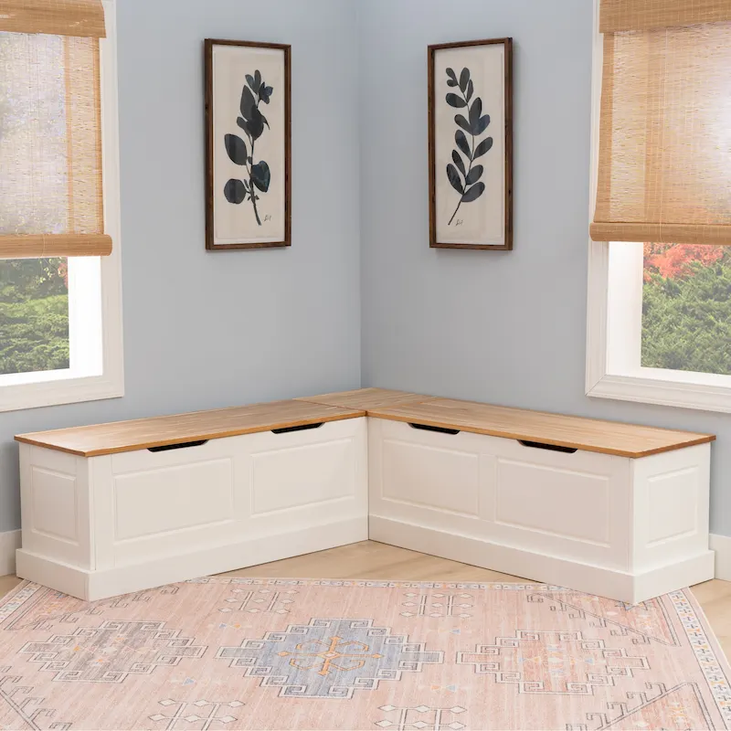 7c142279f330efee0c0c34ed191aa5142eb1b75d5219642a781a33af9579793e Josie L-shaped Backless Breakfast Nook Bench(Natural/white)