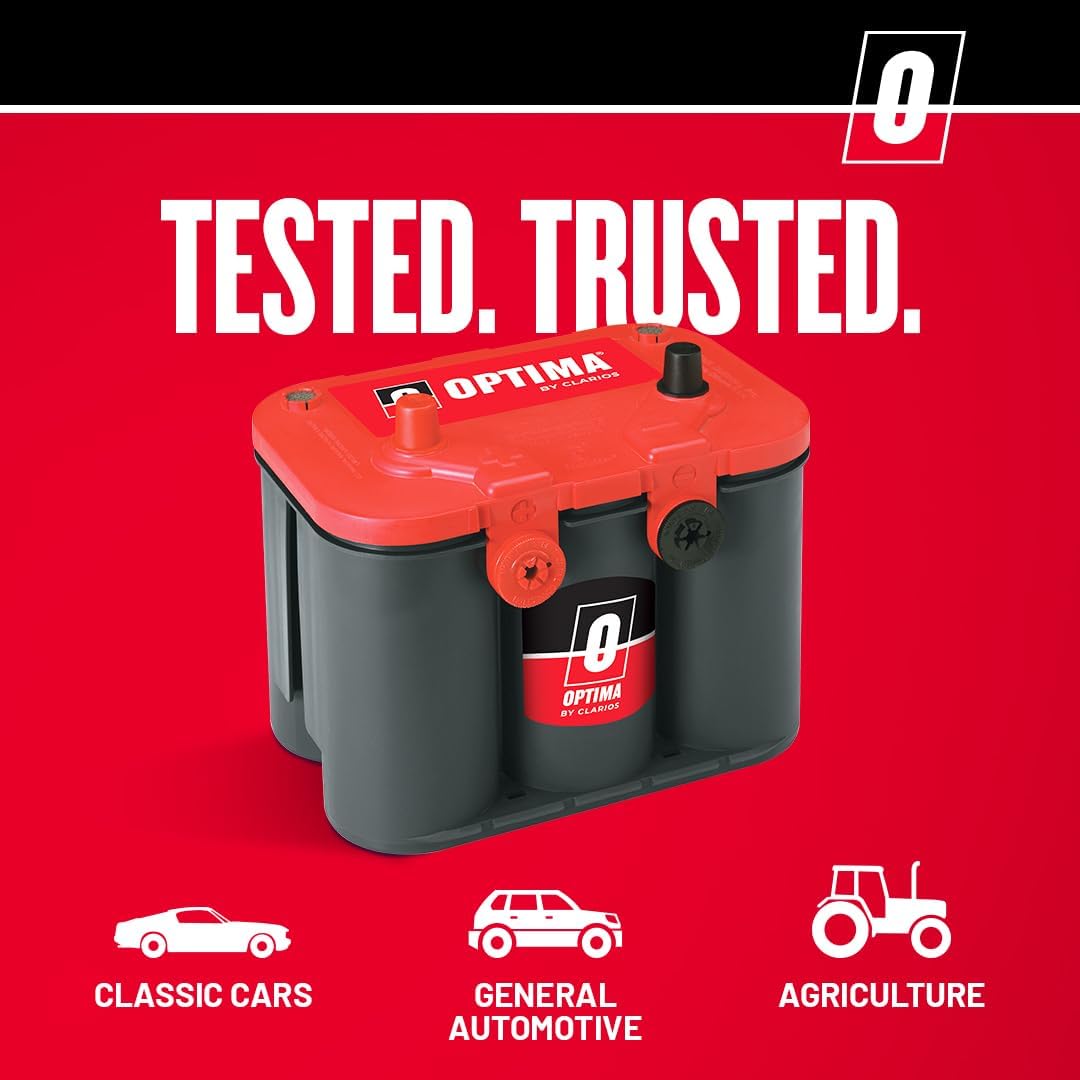 7cadab7a1958e0d76bcb42fd318986fe214923e5335284832a04bede9d5870c1 OPTIMA RedTop AGM Starting Battery, 720 CCA, Dual Terminals