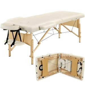Yaheetech Massage Table Portable Lash Beds Spa Bed Massage Couch Foldable Spa Tables(Cream/28 inch width)