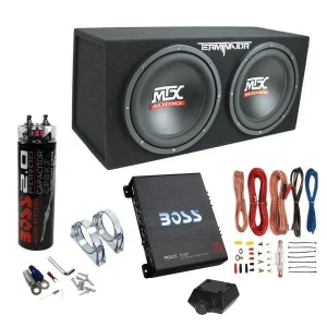 12-inch car subwoofer with 1200W and 1100W amplifier including kit and capacitor