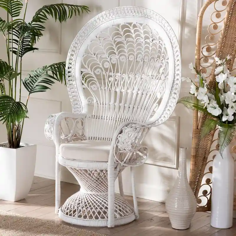 7f023306373a7319857526dc304d999f6c080a438cf3aec6cc0e2c084349e57f Kallima Modern Bohemian White Natural Rattan Peacock Chair