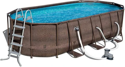 7f3f1db116bb89e48af2bacb412519bff7eaa01137b4cbf9b5ce78490c41d616 18' x 9 'x 48' above ground swimming pool Set with metal frame home swimming pool sand filter pump, skimmer and vacuum