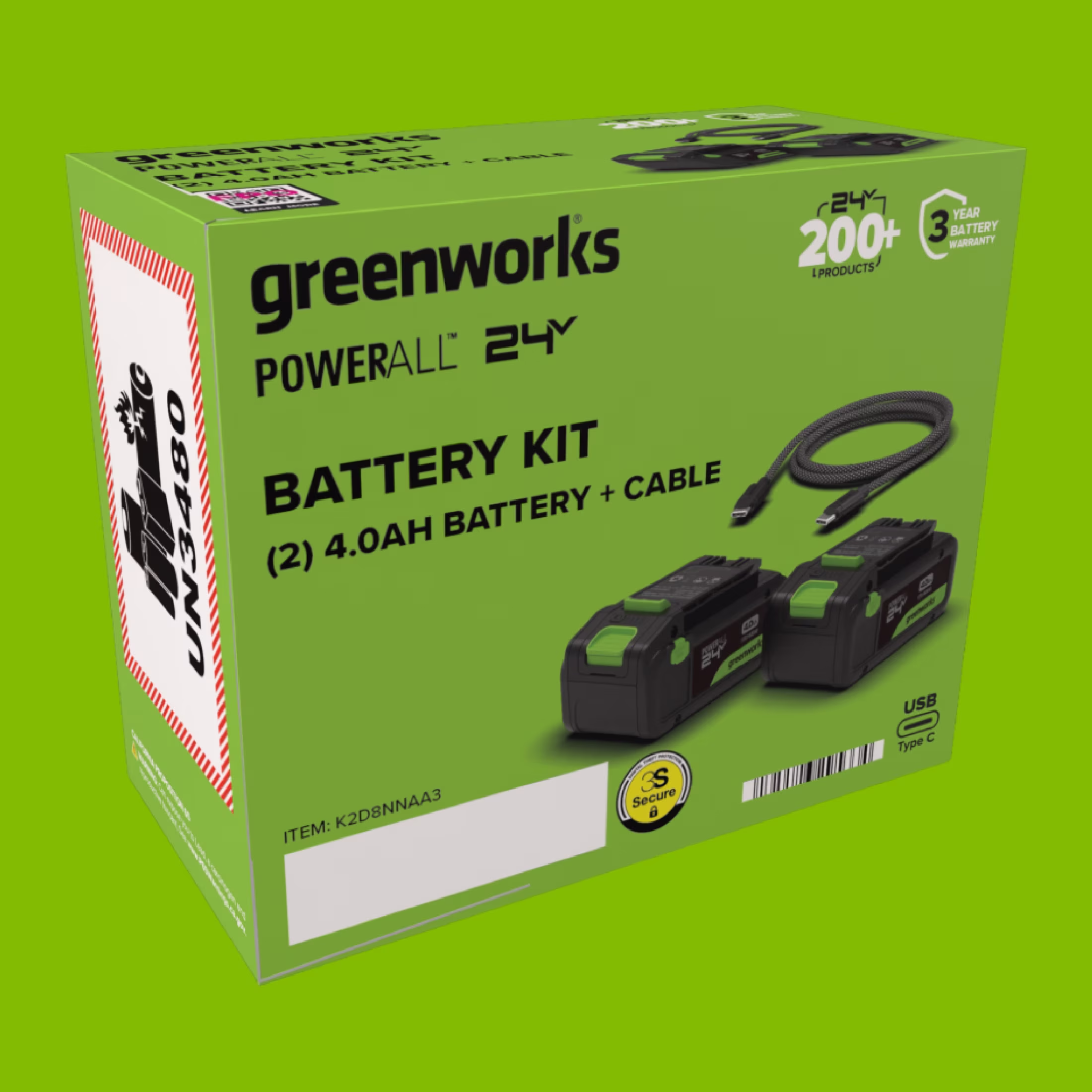 7fbe861a26f2c681b994a91e3daf48297bebf85497ce33f3346966f22f544794 Greenworks PowerAll 24V Battery 2-Pack, (2) 4.0Ah Battery and Cable, K2D8NNAA3