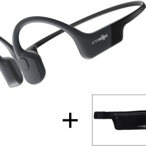 AfterShokz Aeropex Open-Ear Wireless Bone Conduction Headphones with Sport Belt, Cosmic Black, 2.3