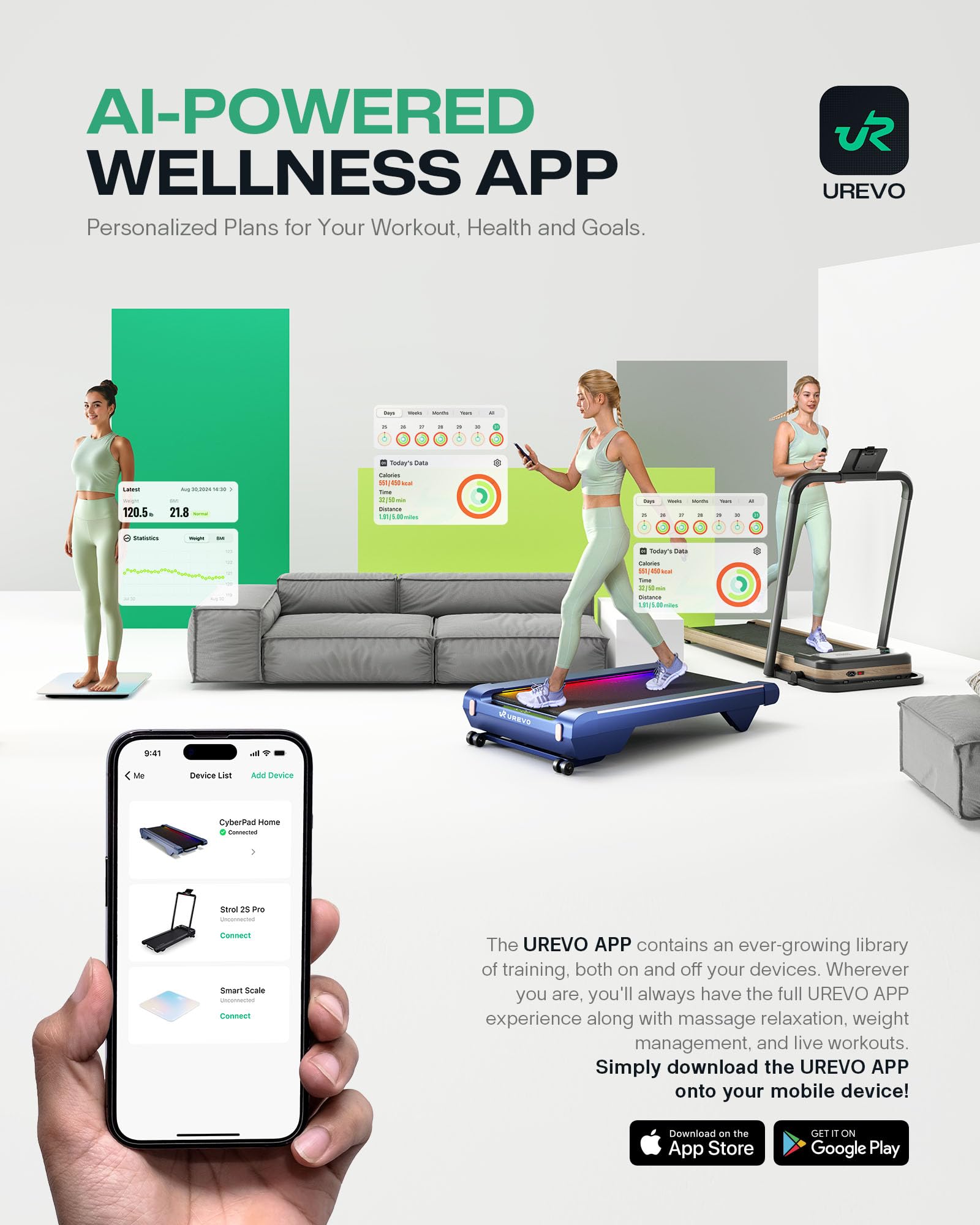 80ced50fd915490b5b8e3585367d1596a354b2cec58c5c1cb6dc87b5ae17e9aa UREVO Smart Walking Pad, Compact Under Desk Treadmill(Black)