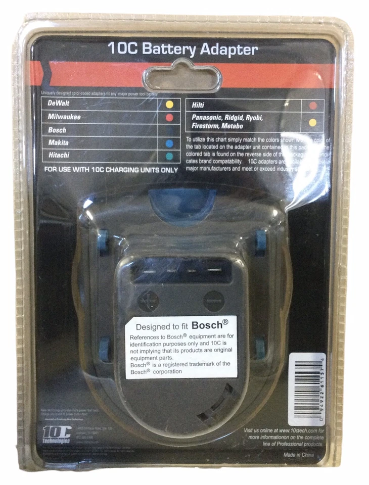 80de1fd6f78ad973f3aa8bf5392f5b03bcf213ff8d939f54aec27e313934fa6d 10C Battery Adapter Designed To Fit Bosch Equipment Use With 10C Chargers Only