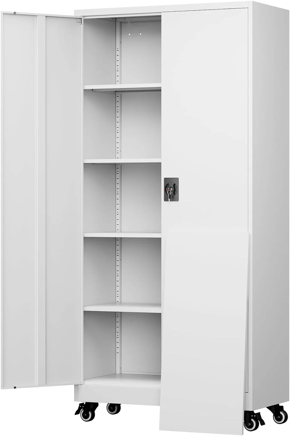 81e3feb64f455342d7e683fc680a714d9d2d3fa28f91dedf09759b768e6a5390 Yizosh Metal Garage Storage Cabinet with 2 Doors and 5 Adjustable Shelves(71"H x 32"W x 16"D-B/Black)