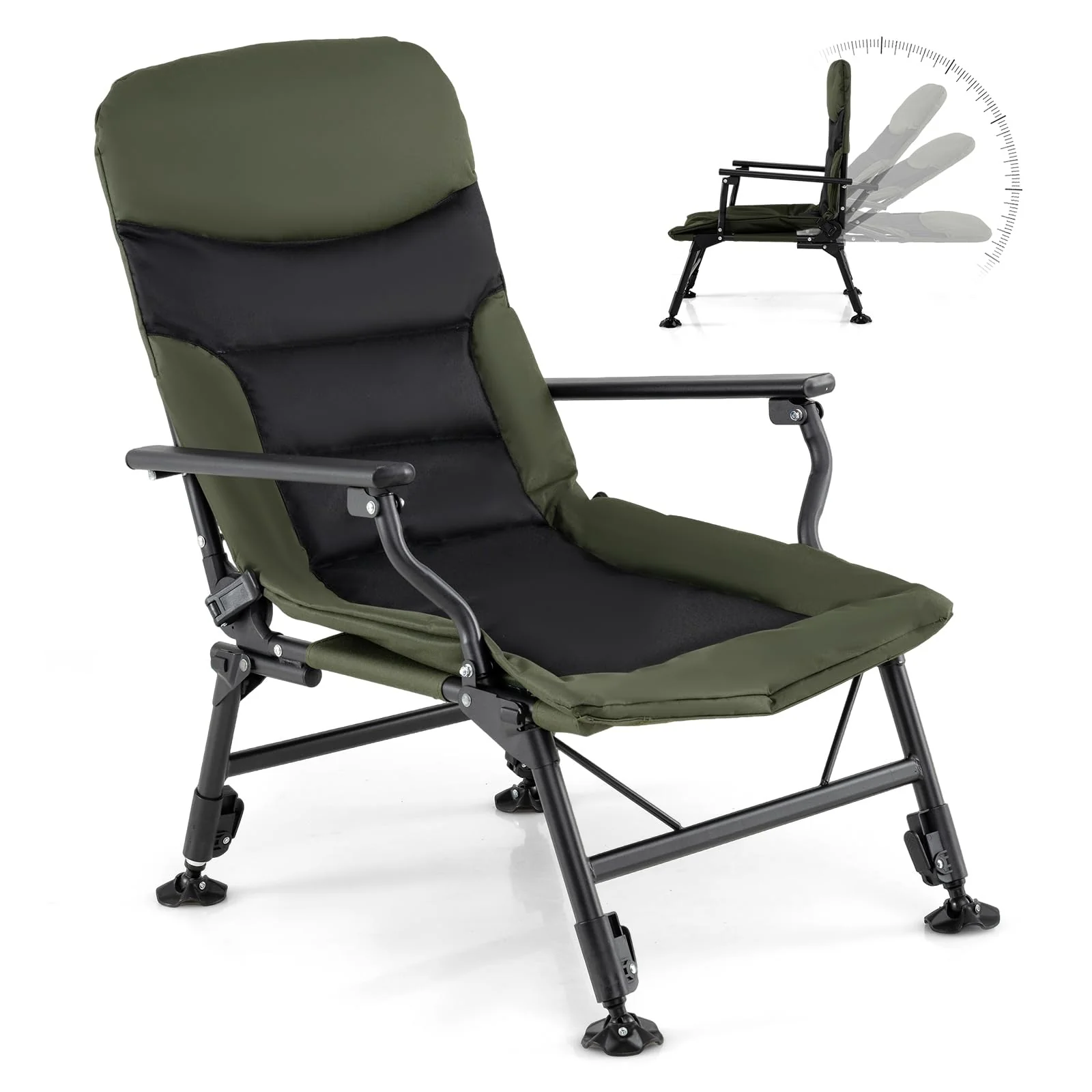 823fb8a65f950e56eb1b966de7a2f978bd7d132e0c67718e1bca1788cb91094c Oversized Foldable Fishing Chair for Adults with Padded High-Back and Armrest