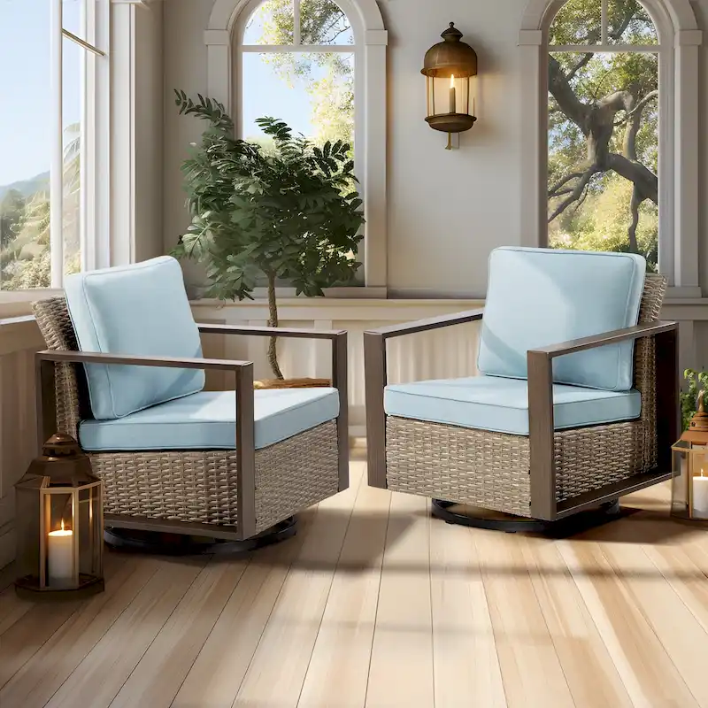 82e9f4f2f993bbabbc1e6f6f09739d69e991000b036ef72bcf916392e4a6c313 Cozywor 2-Piece Patio Wicker Outdoor Rocking Chair with Metal Frame and Cushions(Baby Blue)