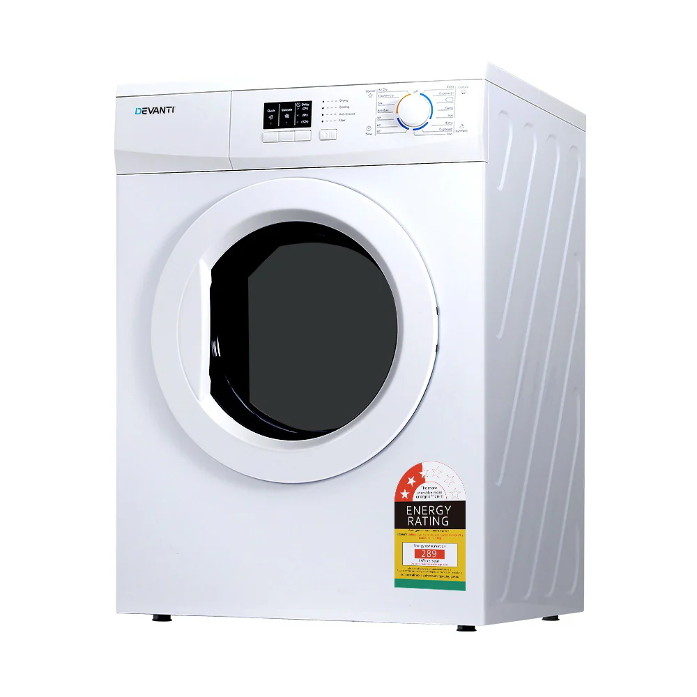 8311e0eaf2e532229fa6d38cfed7ee14c8652be9ca1216b57977fee97babc3d8 Devanti 7kg Vented Tumble Dryer - White