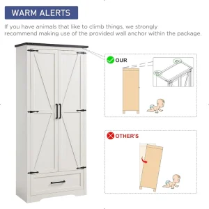 Farmhouse Kitchen Pantry Cabinet, Wood Storage Cabinets(White)