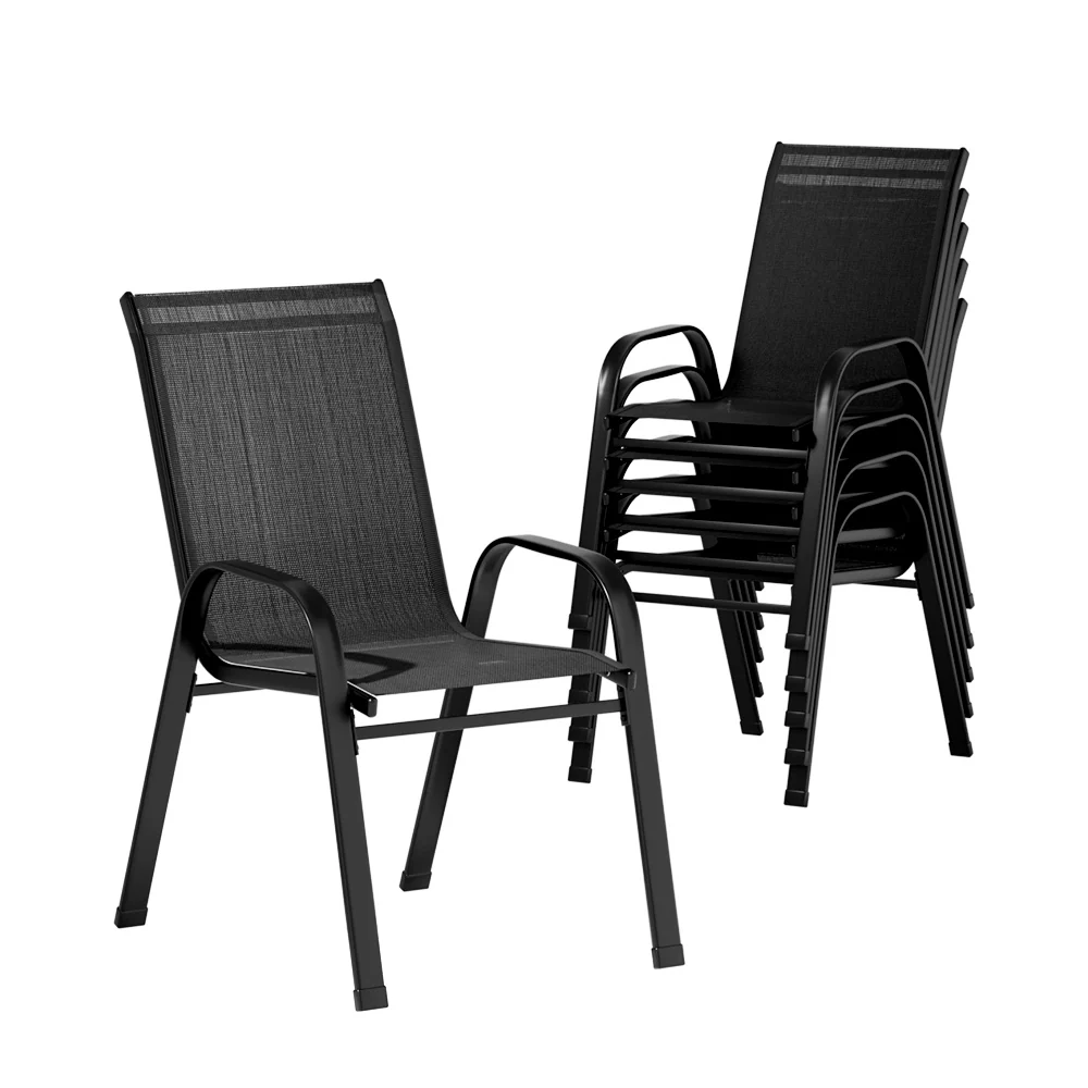 851ad6b3ca329903b2b80a72b19baaf1d6d1f8244ade9f7759692c455026d8af Gardeon 6PC Outdoor Dining Chairs Stackable Lounge Chair Patio Furniture Black