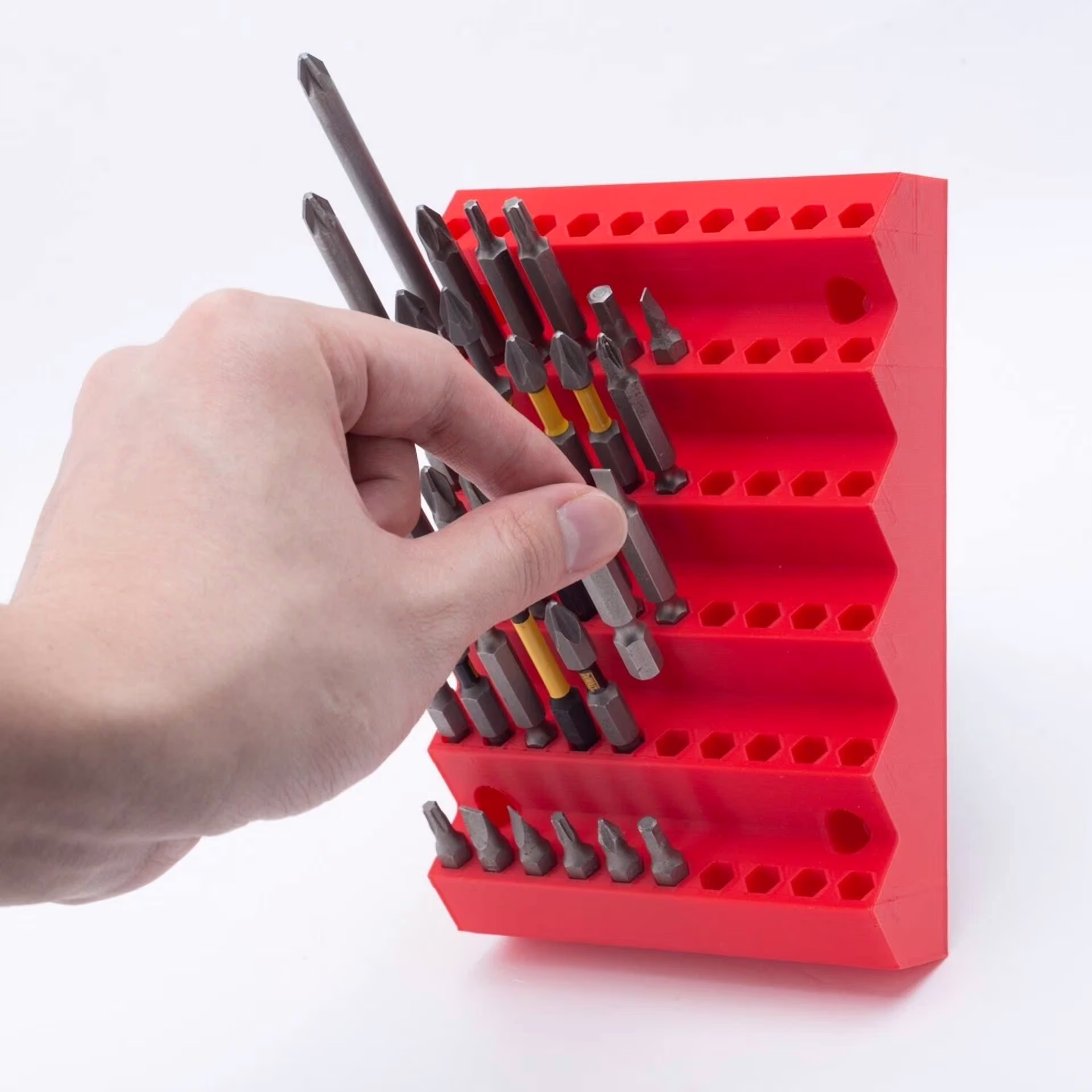 8535d6b709cc01460a7e15f14b798e5a022a793ce8f64cb4def6534ef43aa5aa KNACK - New 70 Slots Hex Drill Bits Tool Holder Wall Mount Drill Bits Organizer Case Us