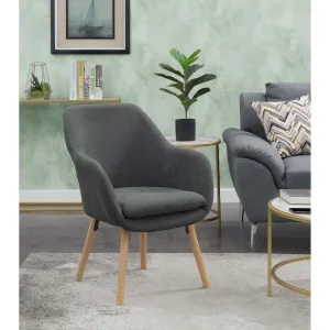 Convenience Concepts Take a Seat Charlotte Wingback Upholstered Accent Armchair(Slate Gray Fabric)