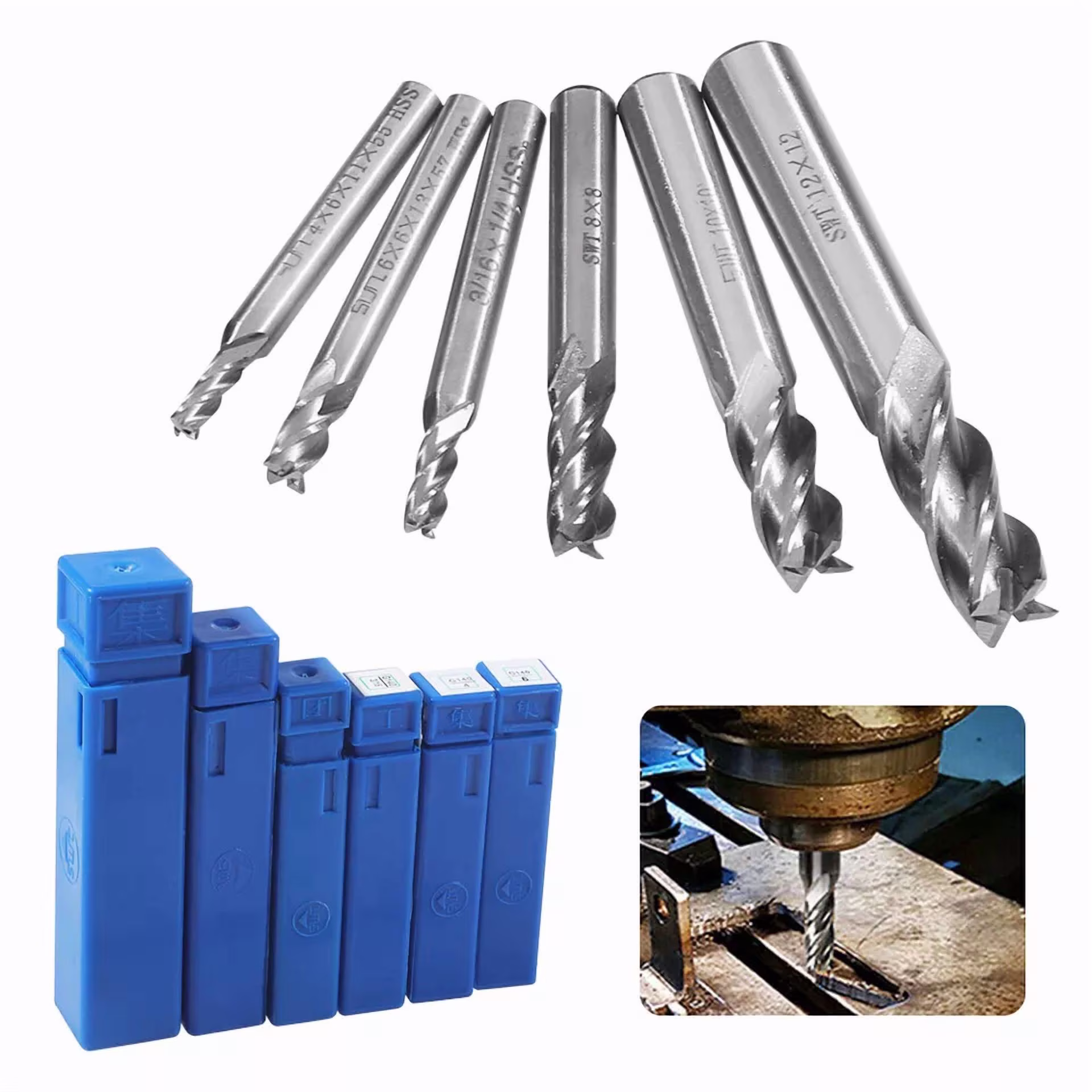 KNACK - 6 Hss Steel End Mill Cutter Shank Drill Bit 1/6" 1/4" 1/3" 2/5"1/2"1/135"