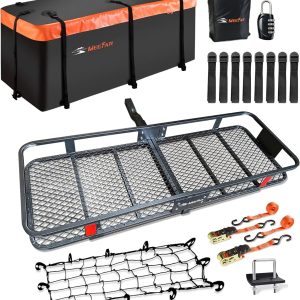 Folding hitch mounted cargo basket 60" With hook stabilizer
