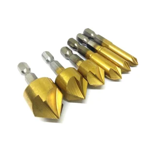 6Pcs Countersink Drill Bit Set 5 Flute 90° Counter Sink Chamfer Cutter 6Mm-19Mm