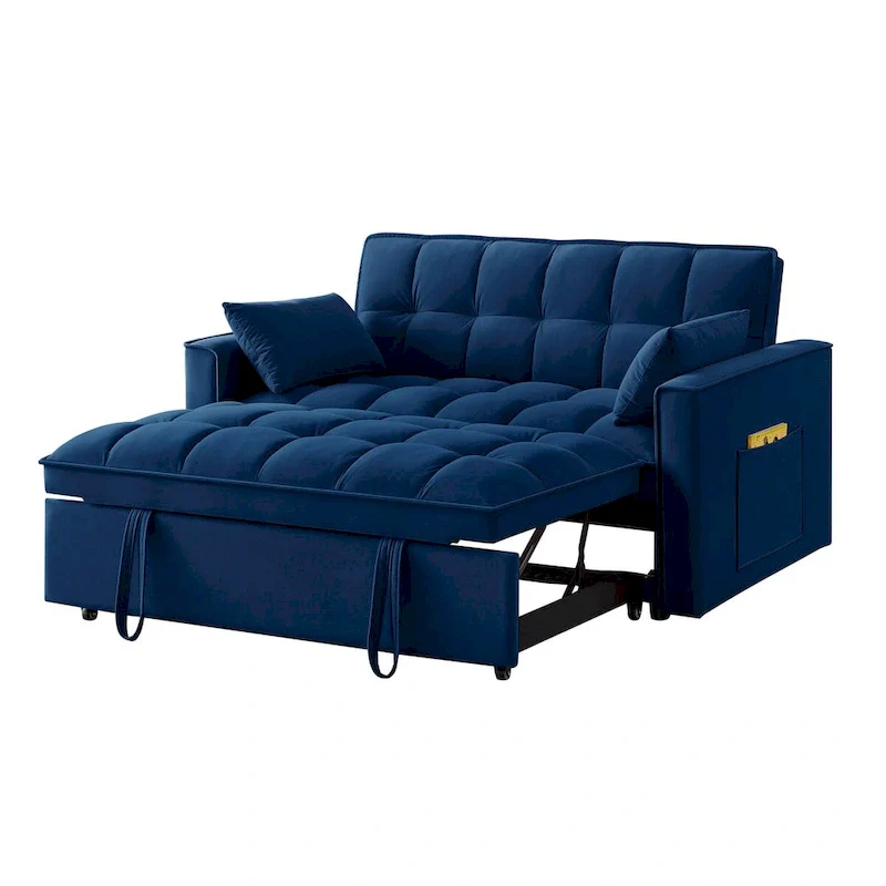 87269b98474ac3ce2d923870087e1b5504e967692f8c219a021d88a9ba21e24b 4 in1 Loveseat Sofa Bed with Armrests Storage Pockets, Multi-Function Tufted Pull-out Sofa Bed with Adjustable Backrest(Taupe)