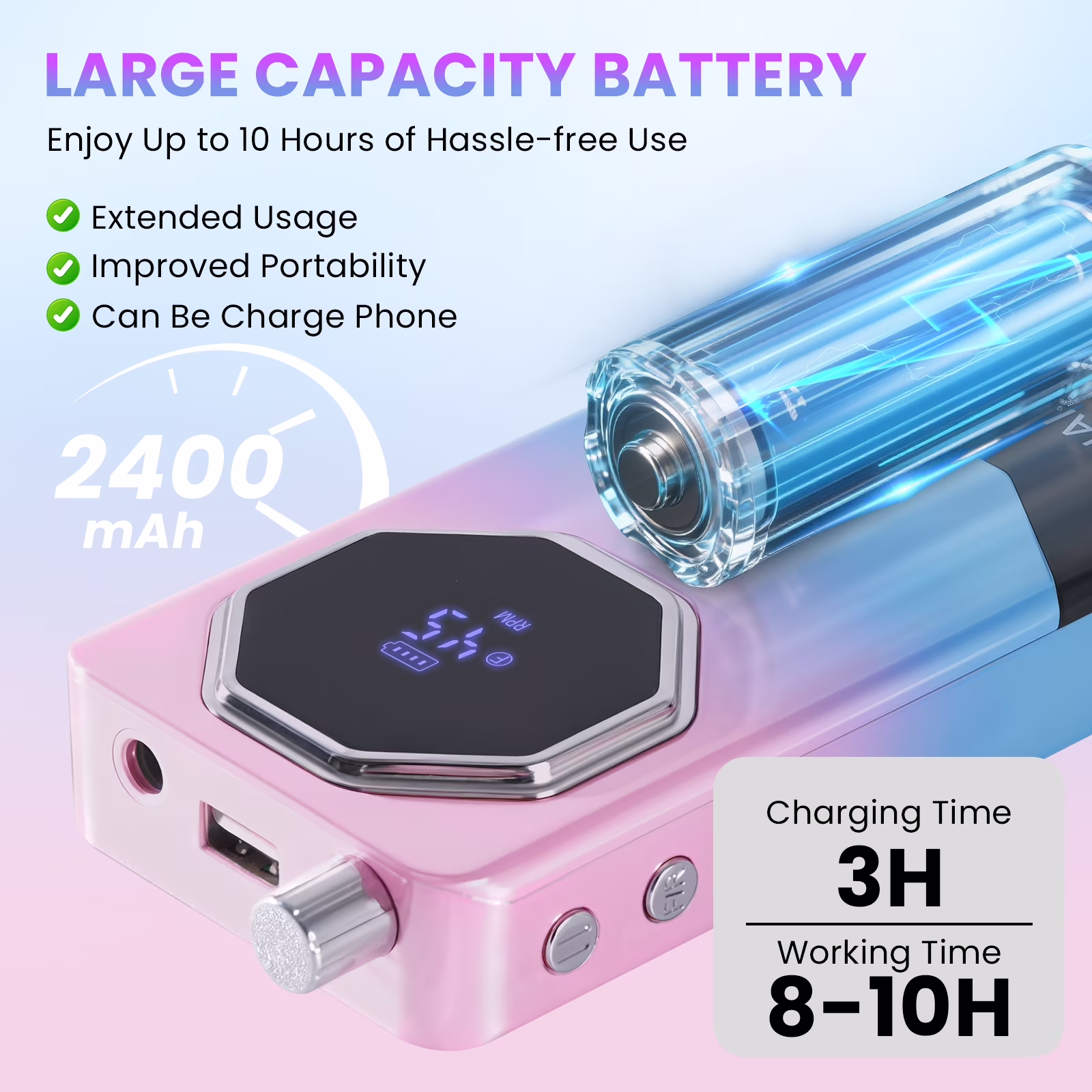 88f4445f814e55e8a93b92742fb850fdb9bde4ad6a1bd5571d049d698fe0ab6c FETERVIC Professional Nail Drill Kit 45000 RPM, Rechargeable Electric Nail File , Cordless E-File Machine with LCD Display & 24 Drill Bits for Acrylic, Gel Nails & Cuticle Care