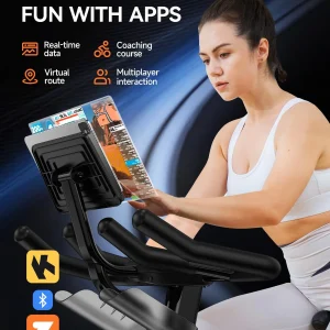 pooboo Exercise Bike, Adjustable Magnetic/Brake Pad Resistance Silent Belt Drive, Indoor Cycling Bike for Home Cardio, Fitness Stationary Bike with 350lbs/300lbs Weight Capacity Upgraded Version Seat(Pro Friction Resistance-Black)