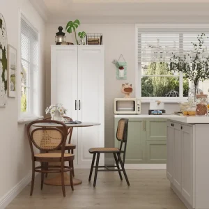 Versatile Kitchen Organizer: Compact 31.5 Cabinet with Smart Storage(White)