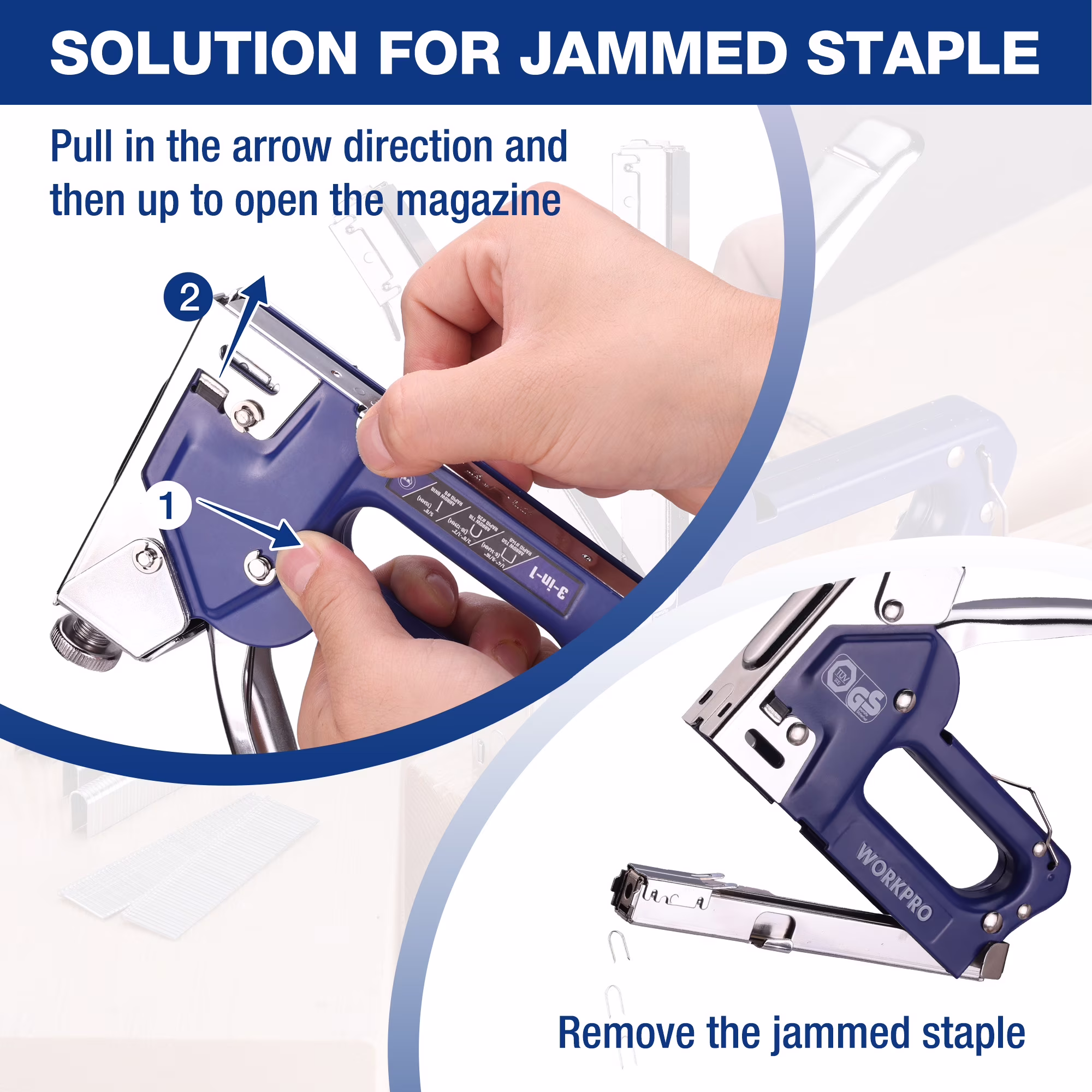 8c1d323b92ce2bb5c258bf5ed7bdccb6971428ce1817ae9f83d03f78dc28bd4a WORKPRO 3-in-1 Staple Gun Kit with 1500 Staples & Remover, Compatible with T50, U-Type, Brad Nails – Heavy Duty Manual Stapler for Upholstery & DIY