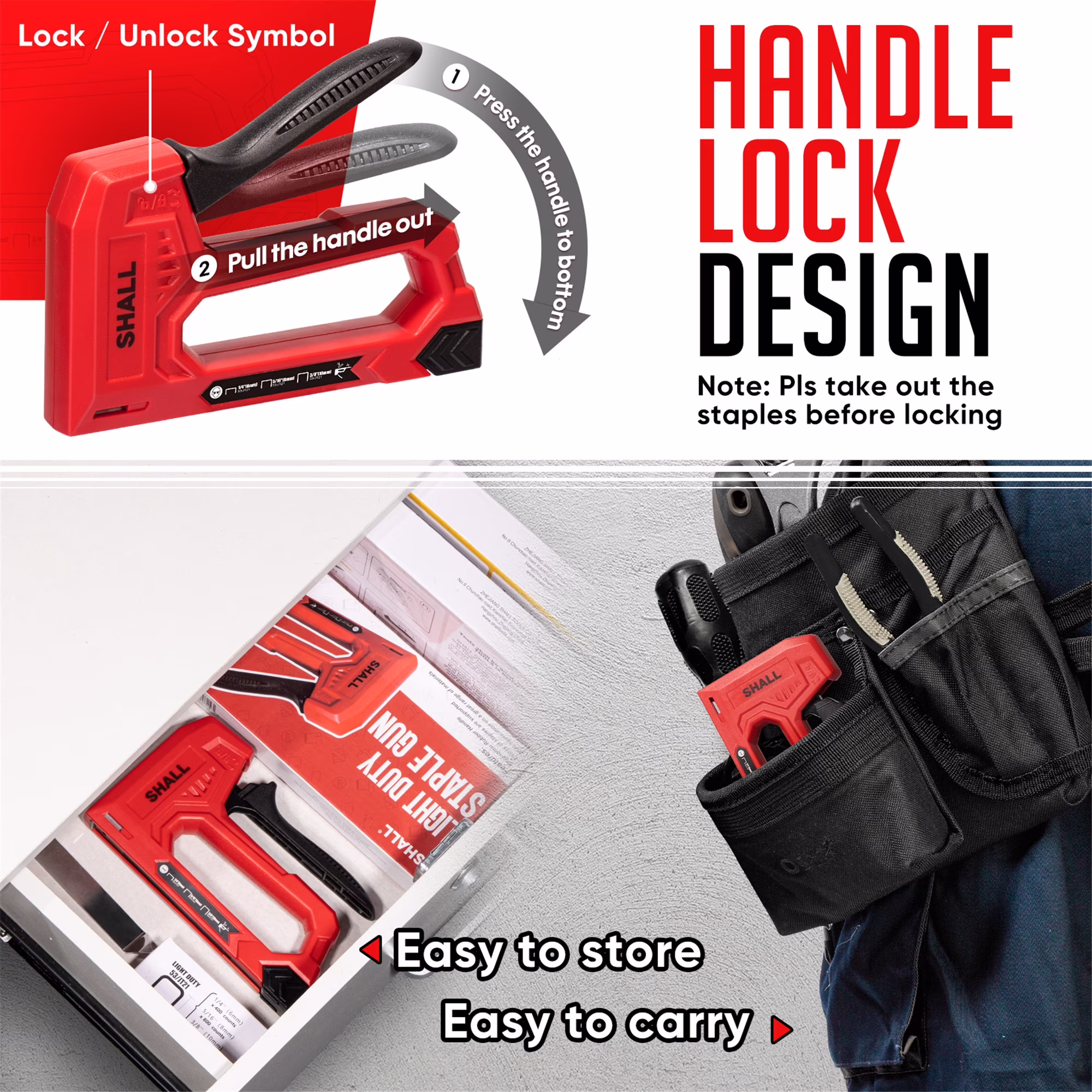 8c4981a04e45ff0c7a066bb20bcea1a45d7398afd4aa1e8467559004d0604ea5 SHALL Light Duty Staple Gun for Wood - Red Upholstery Staple Gun with 1600pcs JT21 Staples 1/4, 5/16, 3/8 inch and Staple Remover - Fabric Stapler Gun for Crafts, DIY, Decoration