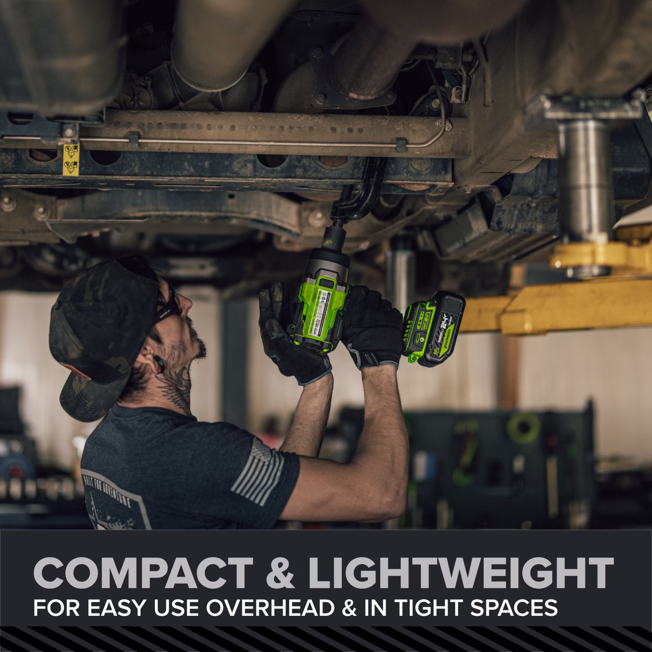 8c759e0a32d519e63cdf3c1a8078f7ce2ad073260c0f899cae4ad13dc6656905 Greenworks Pro PowerAll 24V Brushless 1,430 ft-lb Breakaway Torque 1/2" Impact Wrench, Tool Only, IW51500A1