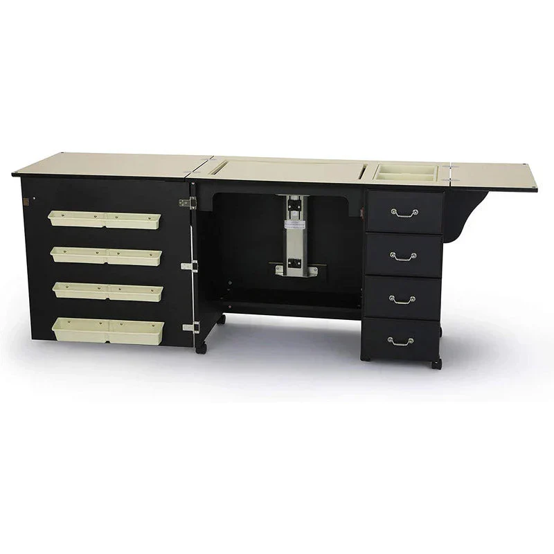 8cda7e9ae636cef6e8ca2bf4260ad41dee587f60841679b52182cfca759cf245 Sewing Cabinet for Sturdy Sewing, Cutting, Quilting, and Crafting with Storage and Airlift, Black Finish