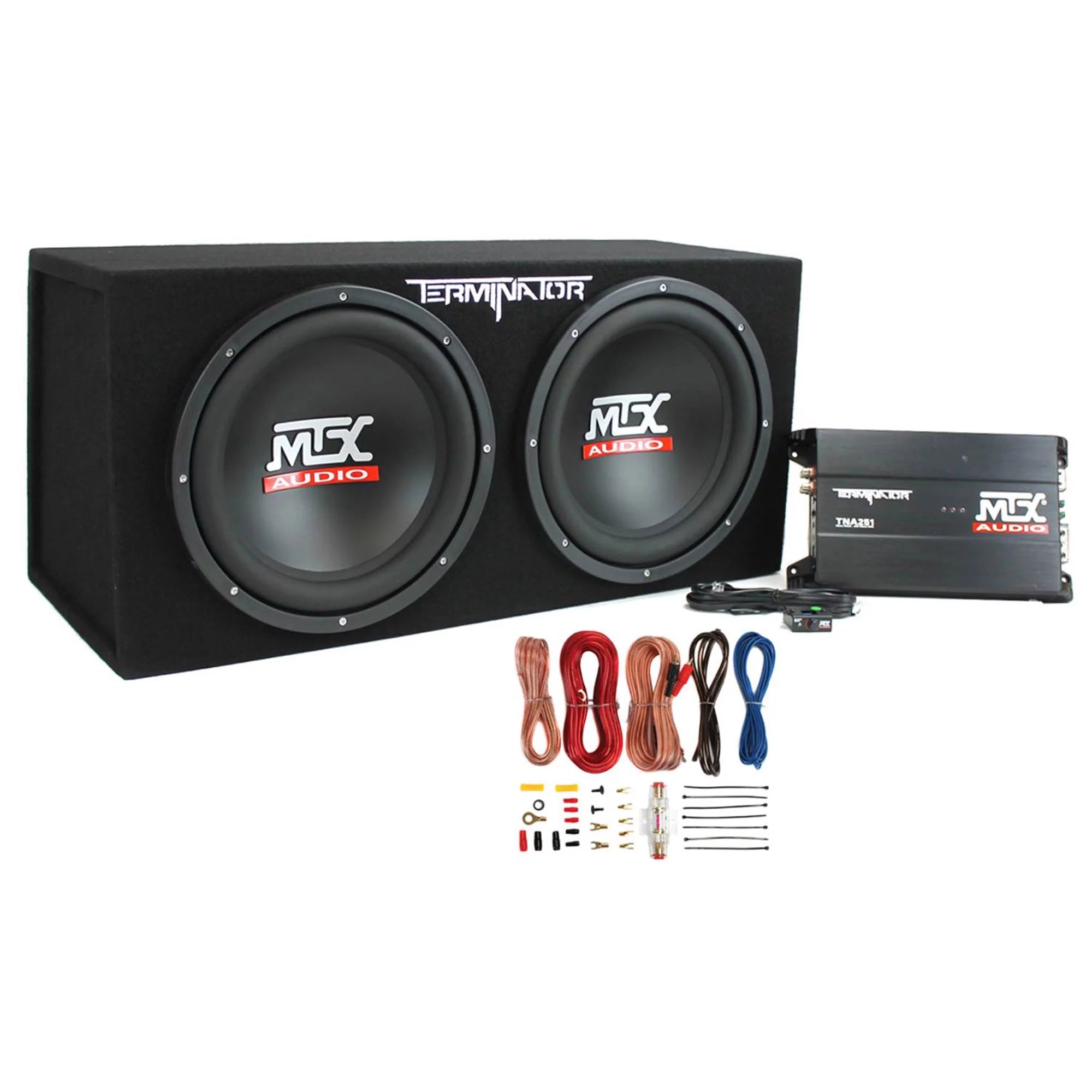 8d2213ba31555d6697bd5d1fc0da9fa2e88421ce554d5f01ddc9e897c5d3496e 12¡ä¡ä 1200W Dual Car Subwoofer Package with Amplifier Installation Kit