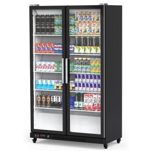 Commercial Refrigerator, Glass Door with LED Lighting ¨C Upright Beverage Display Cooler for Home, Store, Gym, or Office, Featuring Double Swing Doors and 39 cu.ft