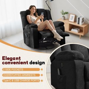 Rocker Recliner Glider Recliner Chairs for Adults 360¡ã Swivel Rocking Chair(Ivory White)