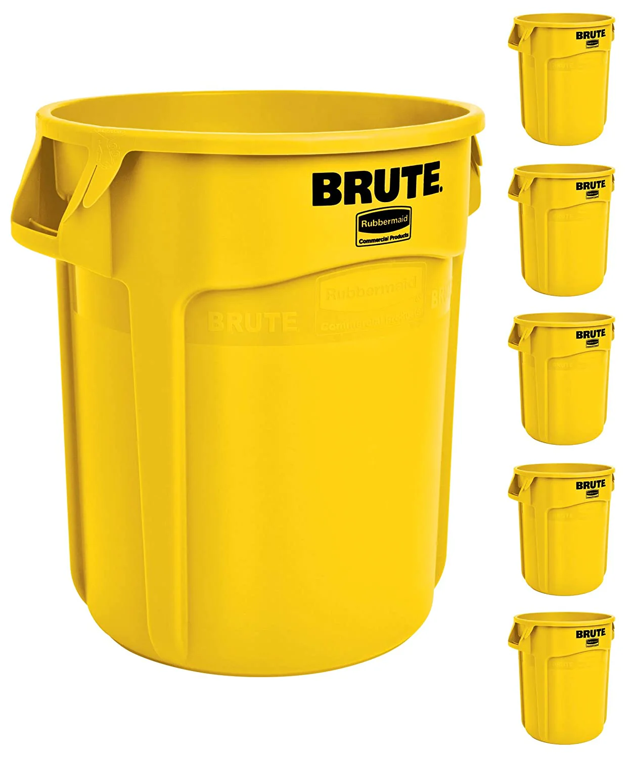8f18e01b64ebd90164fc05e1a8d2a034ba571de083e9b4b549bbbb4388a55fef Yellow Heavy-Duty Trash/Garbage Can, (Pack of 6)