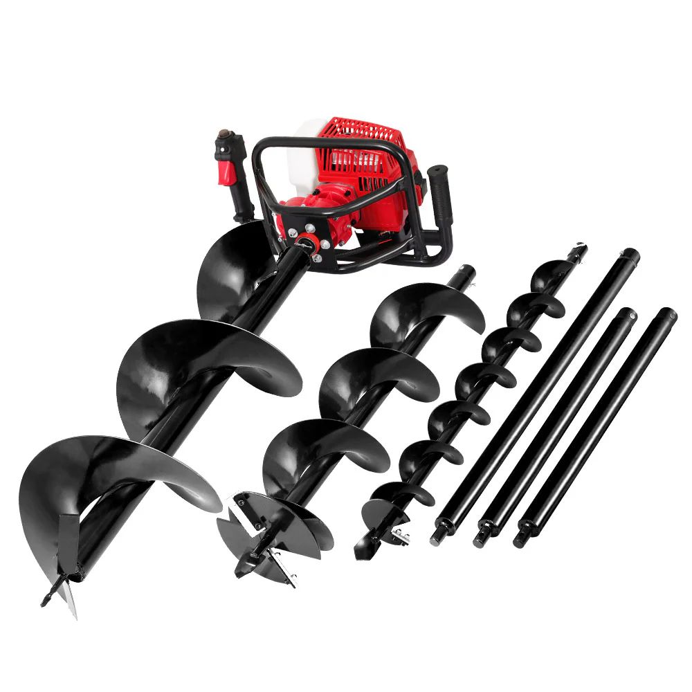 8fd0e0d9183beacb5b3a5e2ef7c2b2db36a1e5bef900e1e8516762cfe5bc37f0 Giantz Post Hole Digger 92CC Petrol Motor Drill Extension Auger Bits Kits