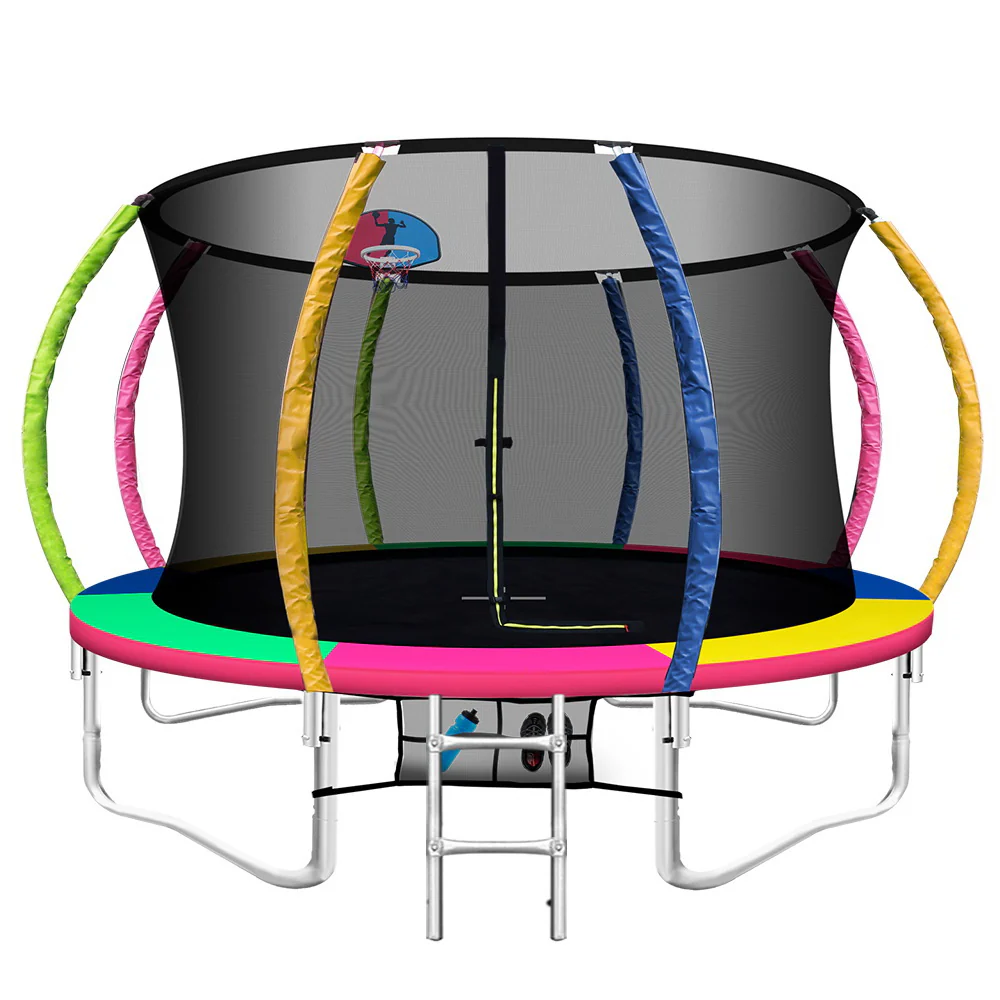900489e0565805f7a6d3d0c608d412635dbcd7c06e9dfb4419499ac2122f0897 Everfit 12FT Trampoline for Kids w/ Ladder Enclosure Safety Net Rebounder