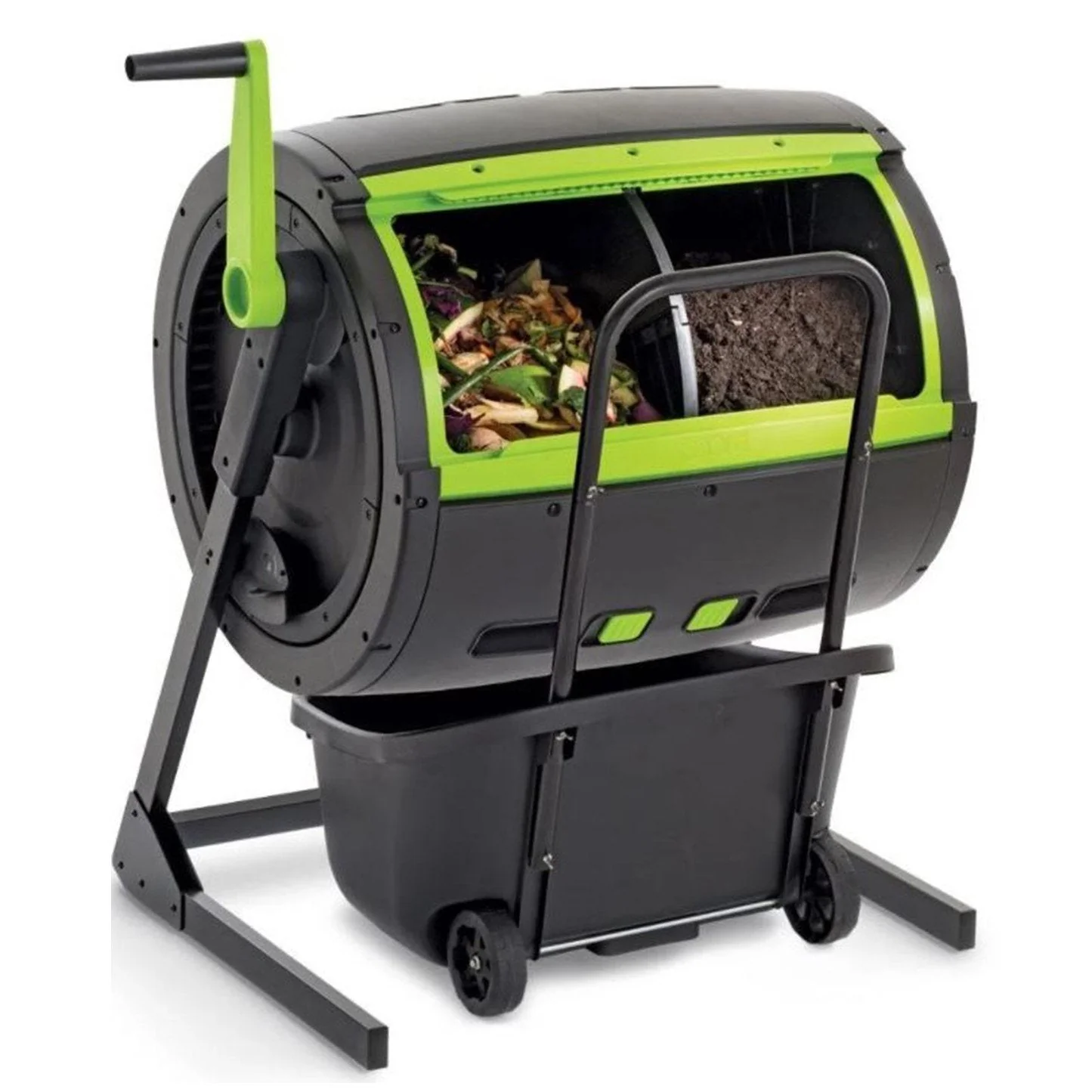 90ae06326ffb5348799675e1e1cd0e5f06454a318c9d7d6d57eceedabef3d06f 65-Gallon Compost Tumbler And Cart Combo