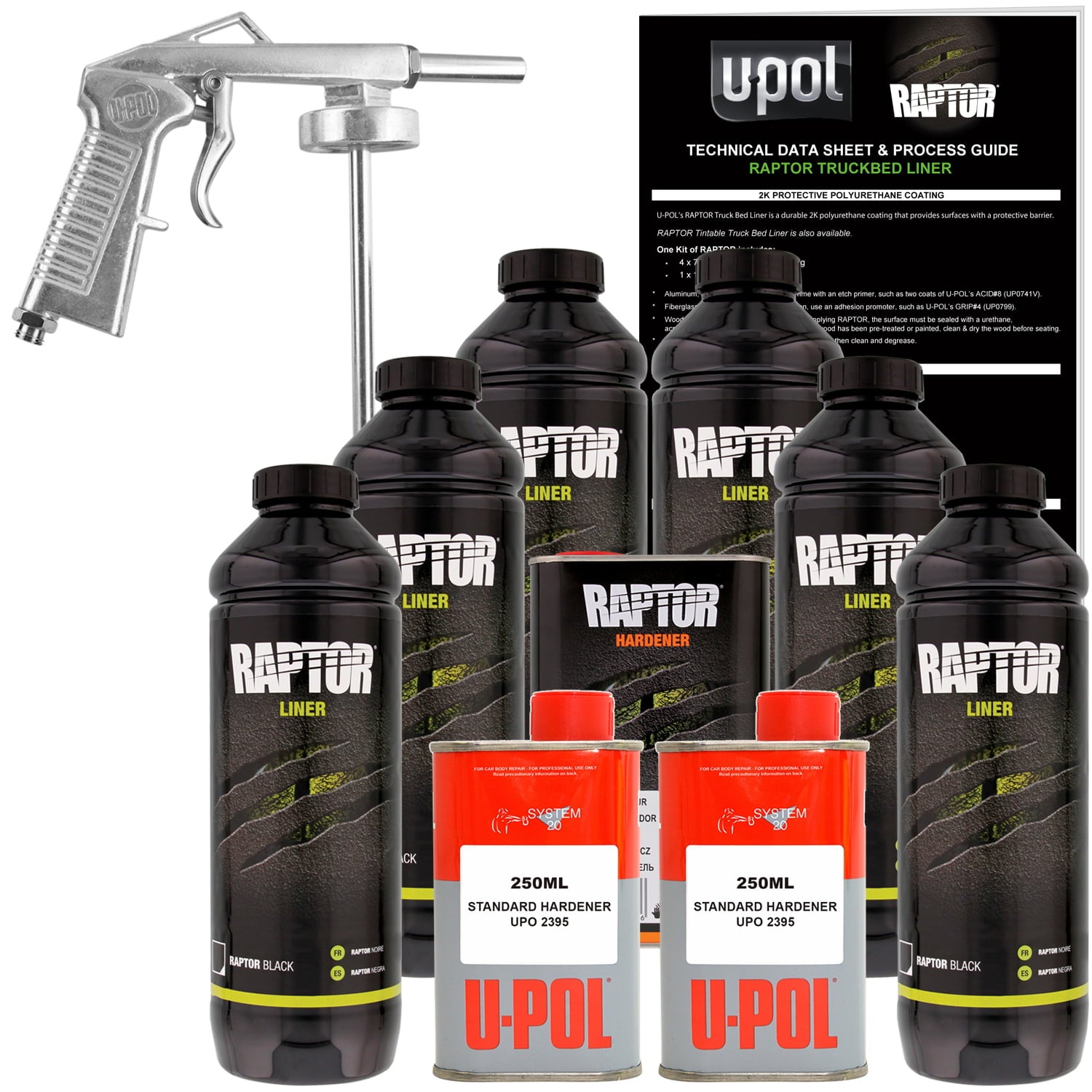 90f7e3d97e4cf4dbf5ccd7194c983b97678be7e73d25c02ff0722fb8624c8301 Raptor Black Urethane Spray-On Truck Bed Liner Spray Gun, 6 Liters