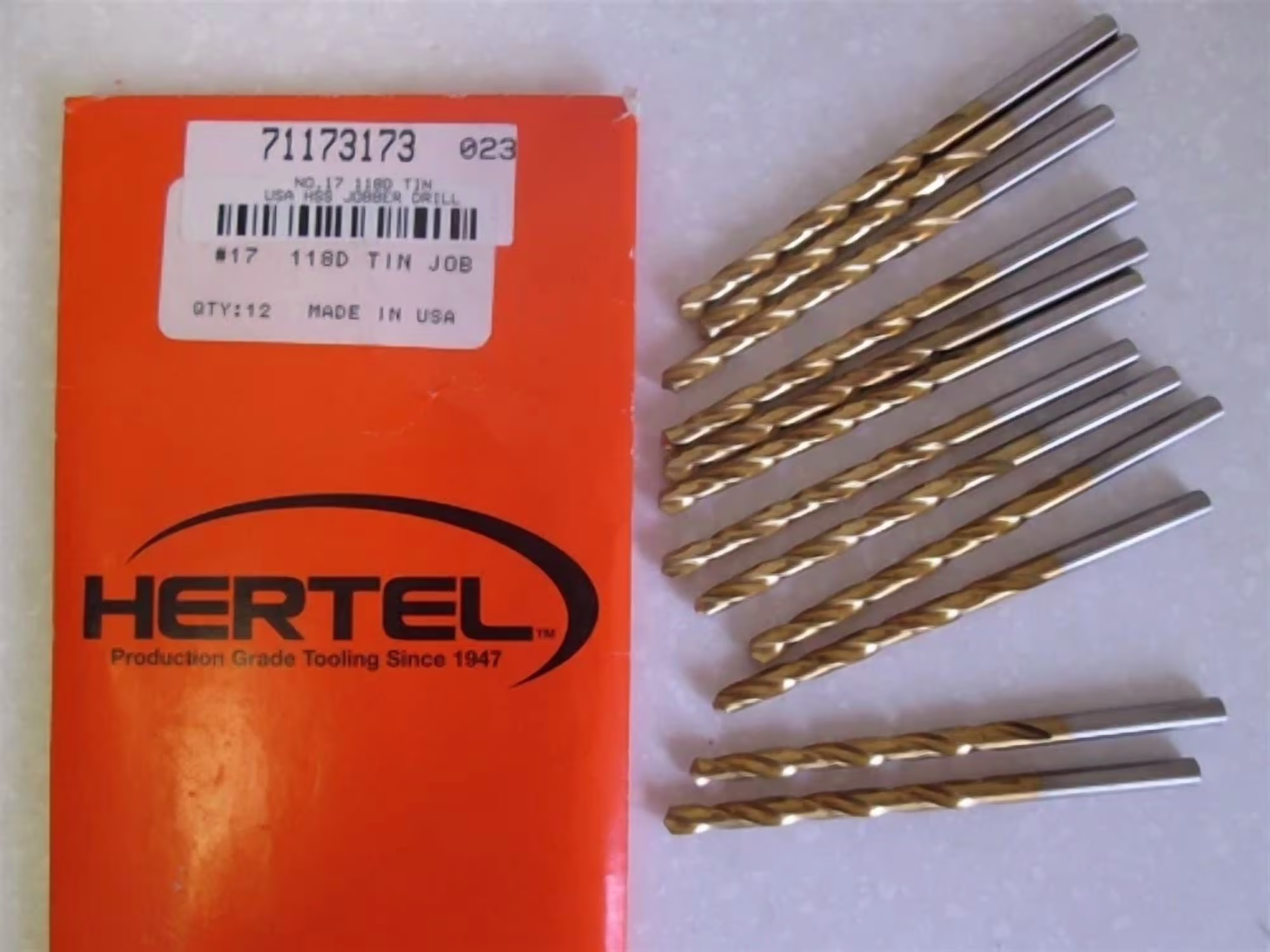 KLYNE - Lot Of 12 - #17 Jobber Length Hss Tin 118 Degree Drill Bits New Usa