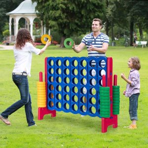 Giant 4-In-A-Row, Jumbo 4-to-Score Giant Game Set with 42 Jumbo Rings  Quick-Release Slider(Blue+Red)