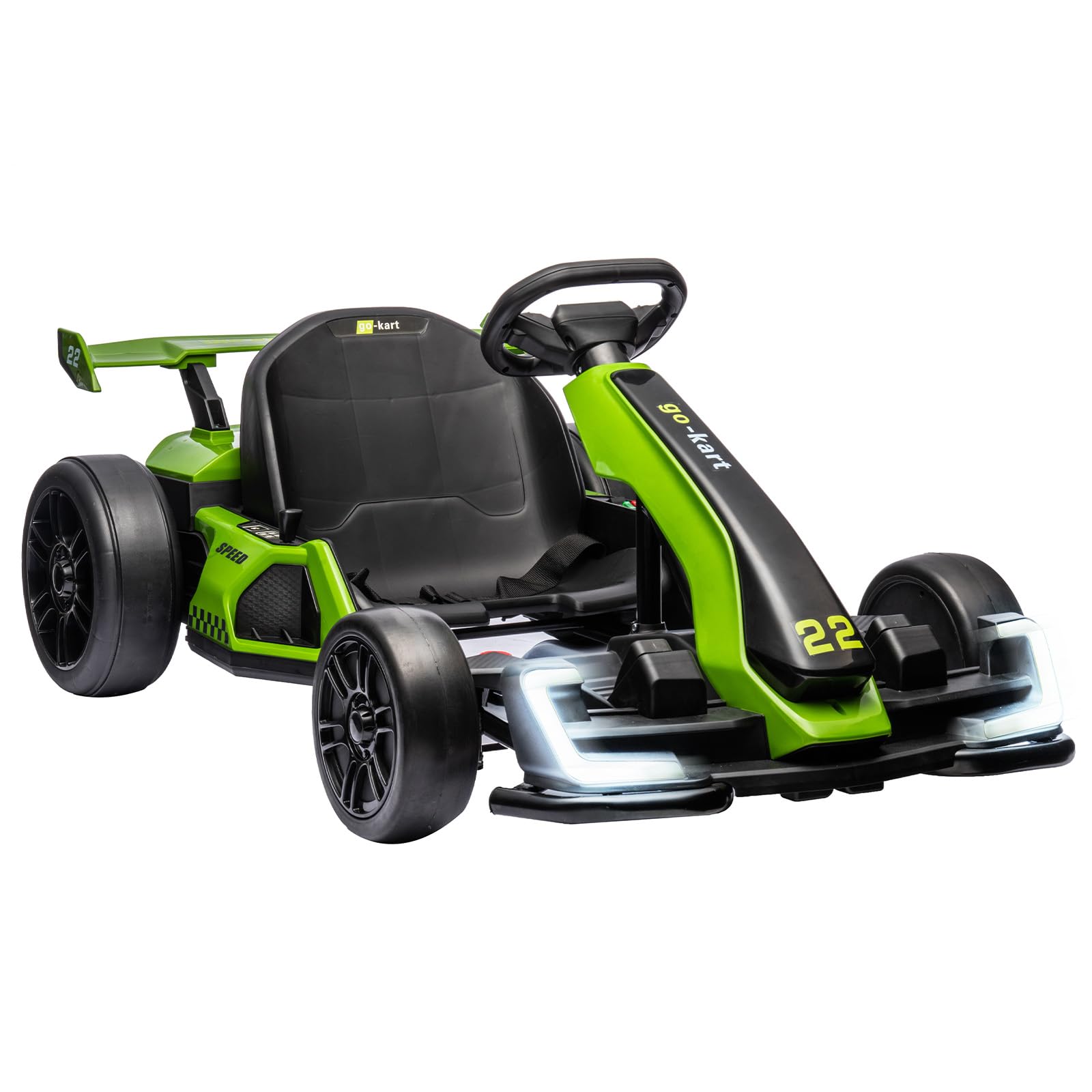 91dee0cbd2661e8b4b57b720e2064dd03e618961e744fd79ec8f1849337dc483 24V Electric Go Kart, with 300W Strong Motor, Drift/Sport Mode, Big Battery, Eva Tire,Length Adjustmen for Outdoor Racing Toy-Green