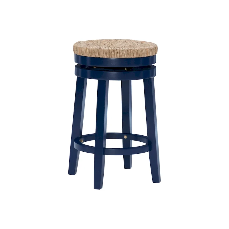 921461e6837132f81e7b2f5c22f992cc73aa3ab350b7d1e4291fa9a07ae7680d Maya Backless Swivel Counter Stool with Seagrass Seat(Navy Blue)