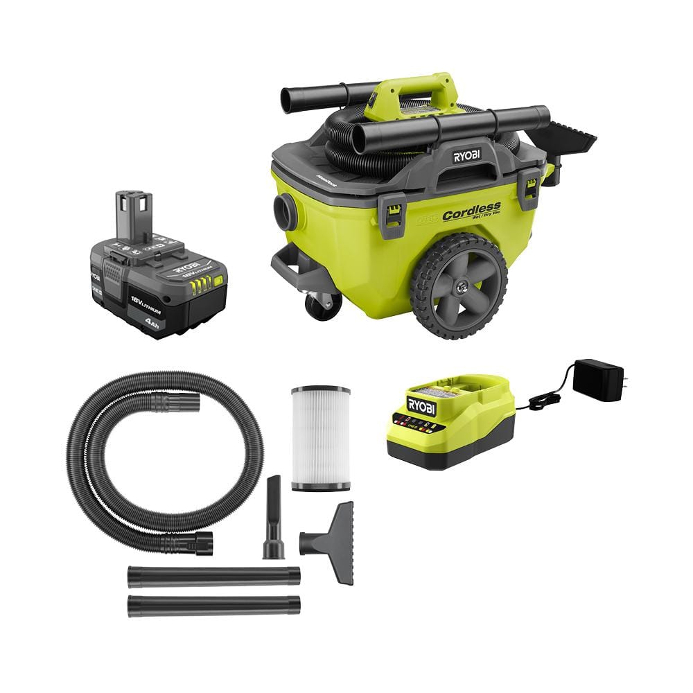 925c729d3969331e5fd740d9f6c4dba61152c5d8e3488c1ec4338c7abd006bb1 ONE+ 18V Cordless 6 Gal. Wet/Dry Vacuum Kit with 4.0 Ah Battery, Charger and Vacuum Accessories P770KN