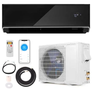 18,000 BTU 21 SEER2 208-230V Wifi Enabled Mini-Split Air Conditioner with Alexa, Wall Mounted Ductless AC Unit Inverter Heat Pump System(Black)