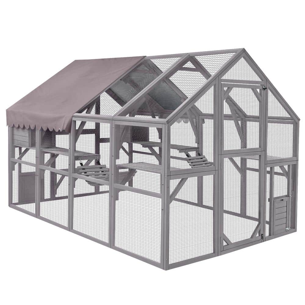 92c31bac5f7bd54736a7f82d6e3fc9e4859718ebbb7fc17c1561b49e7d3f1c43 aivituvin Outdoor Cat Run : Large Cat Enclosure(grey)