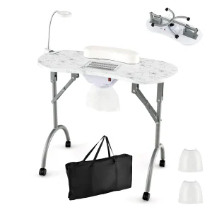 LDAILY Portable Nail Table with Electric Dust Collector(Default/ONESIZE)