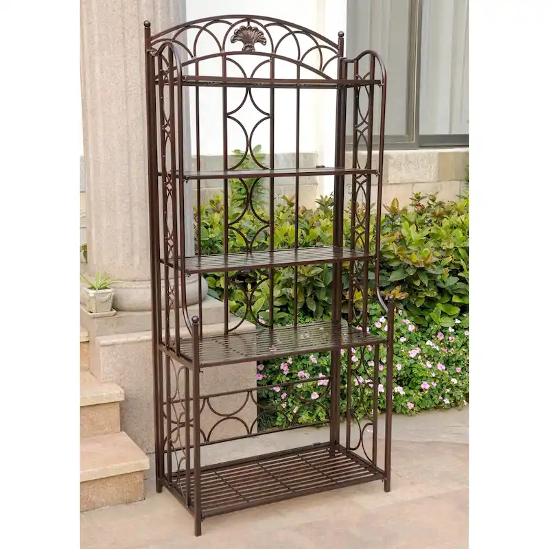 92f78af4e8f732acf0bd03d408090d39a98e4b03a70eeab4329cb3e0c3506f10 Mandalay 5-Tier Iron Baker's Rack(Bronze Hammered)