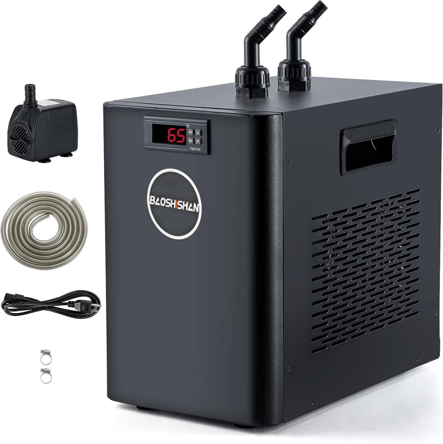 935cd4b4e198ece0046f76e32941babb3aa3f6b66fe52c38f51c7bda1fdfe3d5 2025 Aquarium Chiller 42gal 1/10 HP Water Cooler Fish Tank Chiller Special Quiet Design Refrigeration Compressor for hydroponics Water weeds Jellyfish Coral Crystal Shrimp (42gal/160L)
