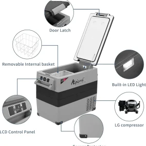 CF45 Portable Refrigerator 12 Volt Car Freezer 42 Quart Mini Fridge Freezer (-4??C~68??C) for Truck, RV, Vehicle, Travel, Outdoor -12/24V DC(52 Qt-CF55)