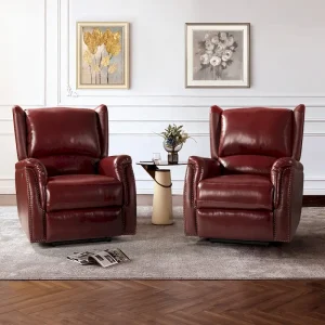 Eduardo Genuine Leather Power Recliner with USB Port Set of 2(Grey)